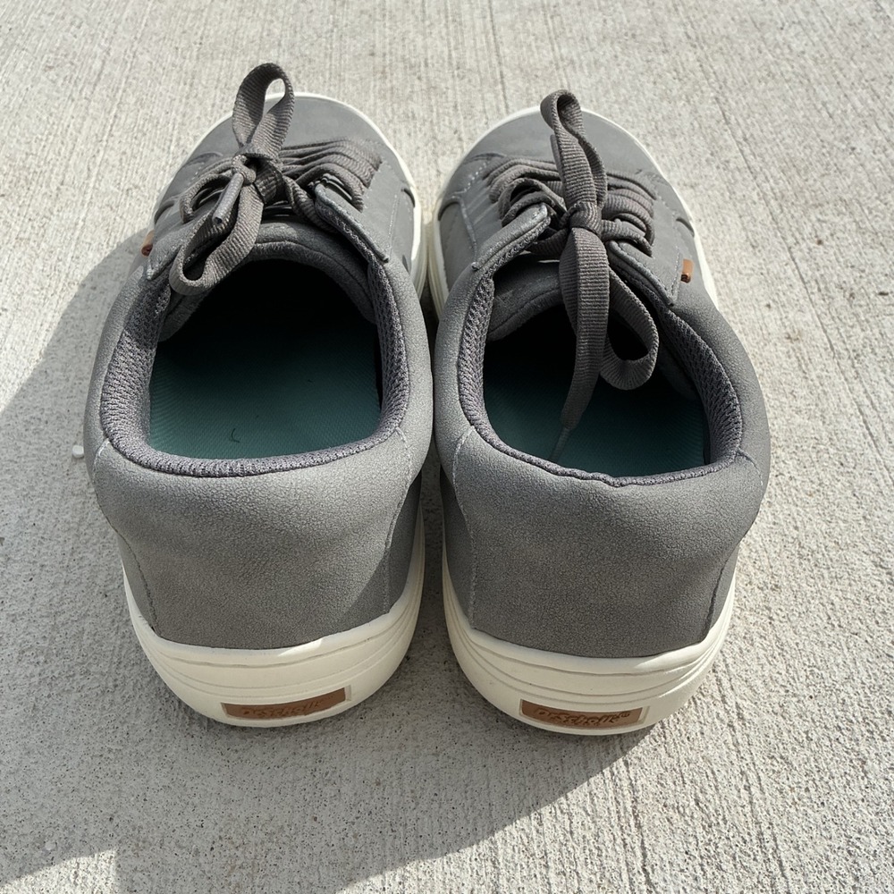 Dr Scholls Time Off Platform Sneakers Womens 8W Grey Faux Suede NWOB - Picture 7 of 9